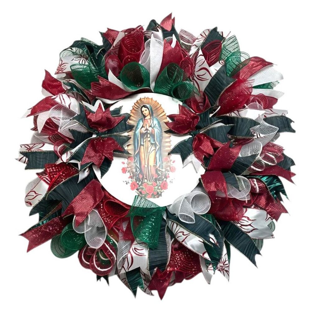Our Lady of Guadalupe Wreath, Religious Christmas Decoration, 22 Inch